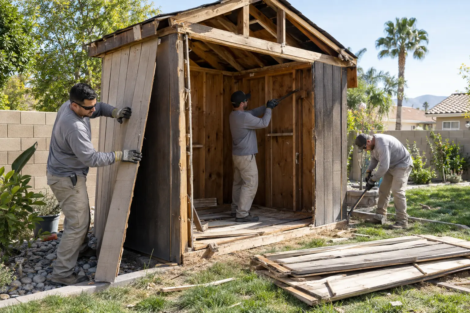 Shed Demolition work scene